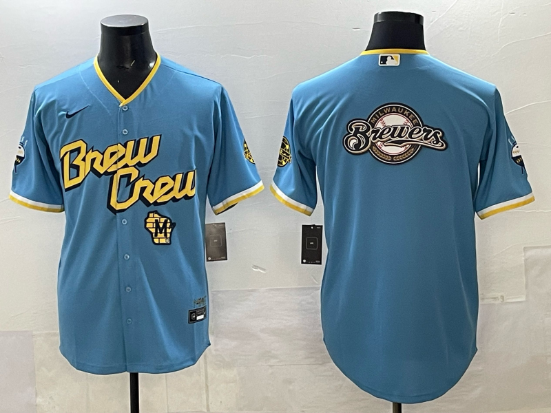 Men Milwaukee Brewers blank blue Nike MLB 2025 Jersey 004